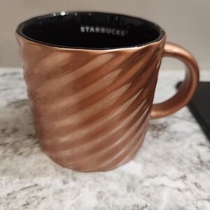 Starbucks Ceramic Coffee Mug Copper Bronze W/ Swirl Pattern 12 oz.